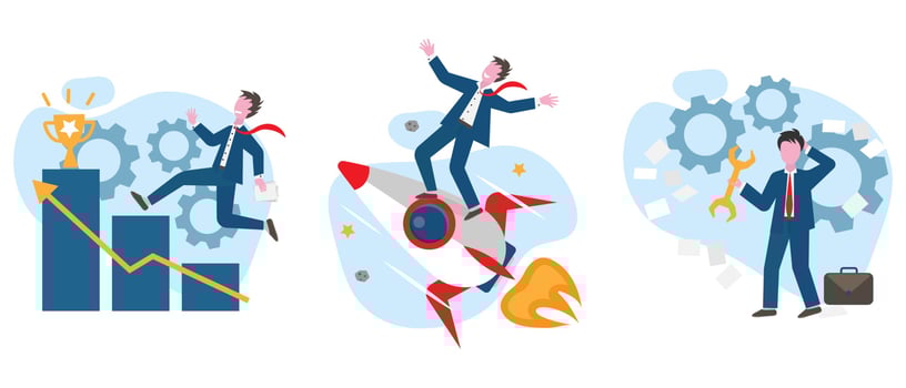 Success achievement concept illustration set vector