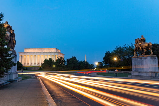 Lincoln Memorial at night in Washington DC, USA photo
