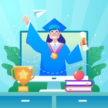 Graduation Ceremony on Online Platform Concept vector