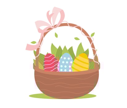 Easter Eggs in basket vector