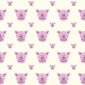 seamless pattern with cute cartoon pigs vector