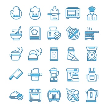 Set of Cooking icons with blue style. vector