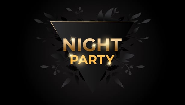 Night party with black leaves on dark background. Vector illustration design .