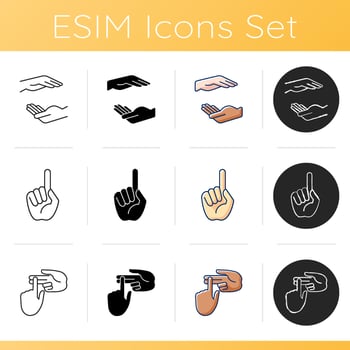 Hand gestures icons set vector