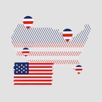American flag with map location vector