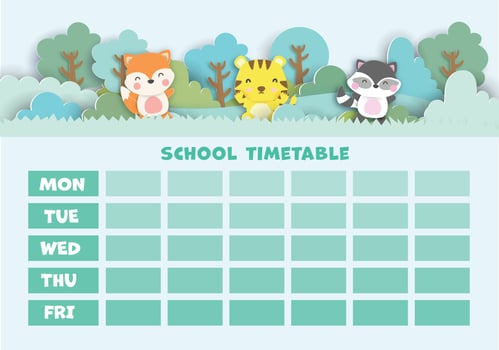 paper art  back to school timetable. vector