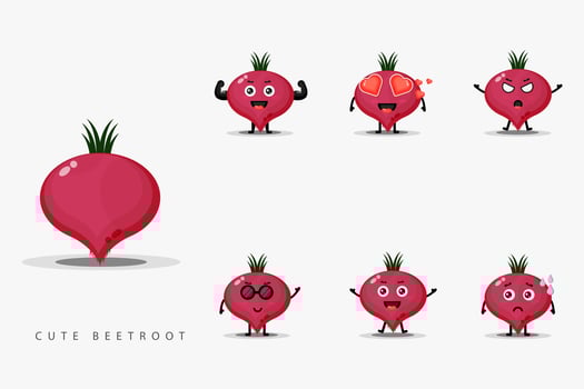 Cute beetroot mascot design set vector