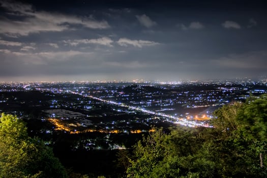 A view of the city of Yogyakarta at night photo
