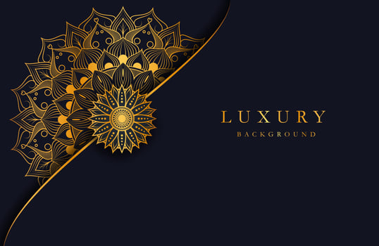 Luxury background with gold islamic mandala ornament on dark surface vector