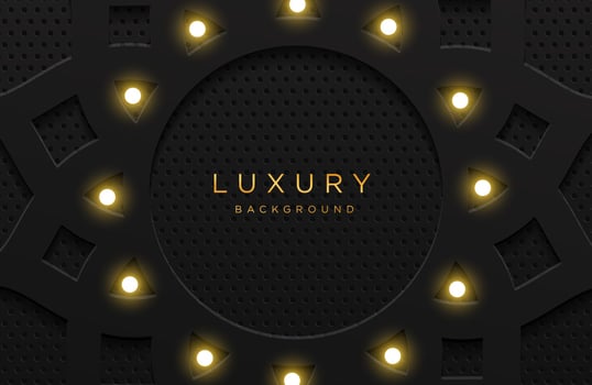 Luxury elegant background with light bulb isolated on black. Abstract realistic neomorphism background. Elegant template vector