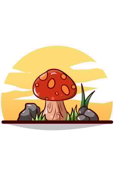mushroom plant carton illustration vector