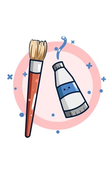 brush and paint brush for drawing vector icon cartoon