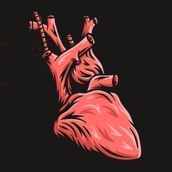 Heart with black background hand drawn vector illustration