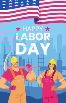 Happy Labor Day with Worker Concept vector