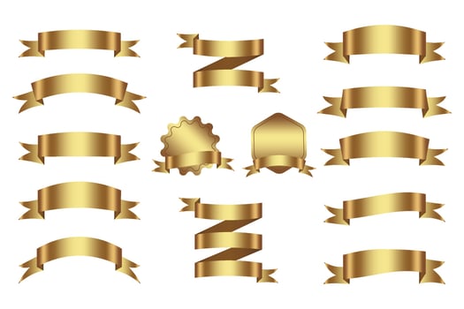 Elegant Gold Ribbons Pack vector