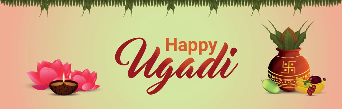 Happy gudi padwa or happy ugadi banner or header vector