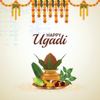 Happy ugadi or gudi padwa greeting card vector