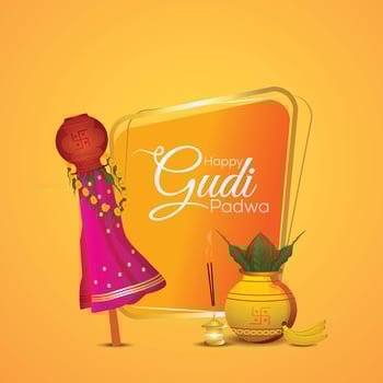 Creative vector illustration of happy gudipadwa indian hindu festival and background