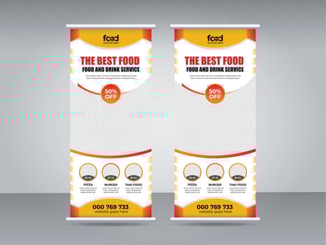Food  roll-up banner for restaurant set vector