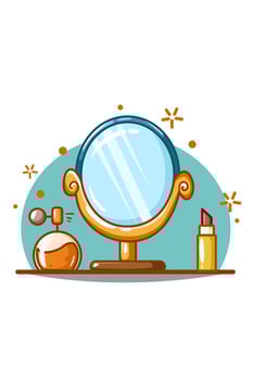 A makeup glass, lipstick and perfume illustration vector