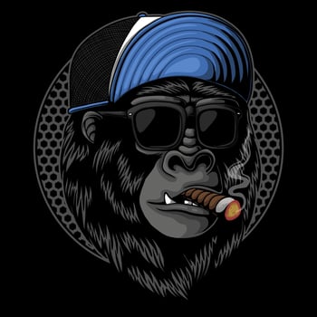Gorilla head smoking vector illustration