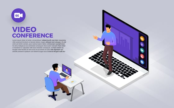 Team Doing Online Video Conference vector