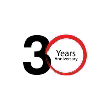 30 Year Anniversary Vector Template Design Illustration