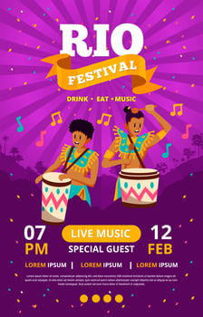 Rio Festival Percussion Band Poster Concept vector
