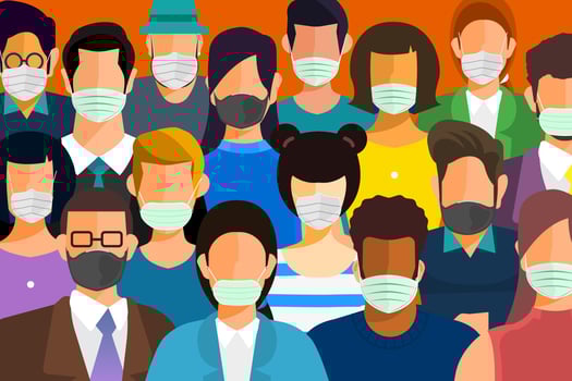 people wear masks to protect against COVID-19 vector