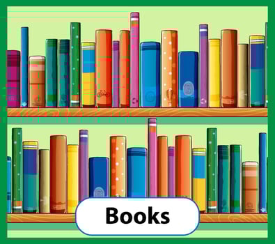 Educational English word card of Books vector
