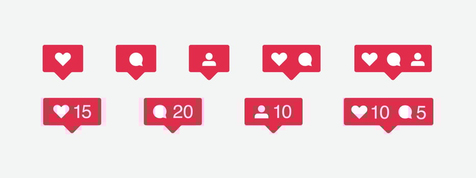 Social media icon and notification set vector