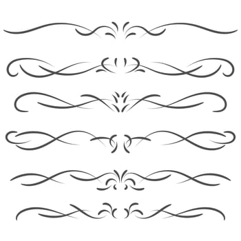 Fashion dividers. Underlines and text separators. Vector collection. Isolated vector set of borders for text, invitations, cards, books, menus. Design element.