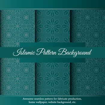 Islamic luxury green ornament border arabesque pattern vector
