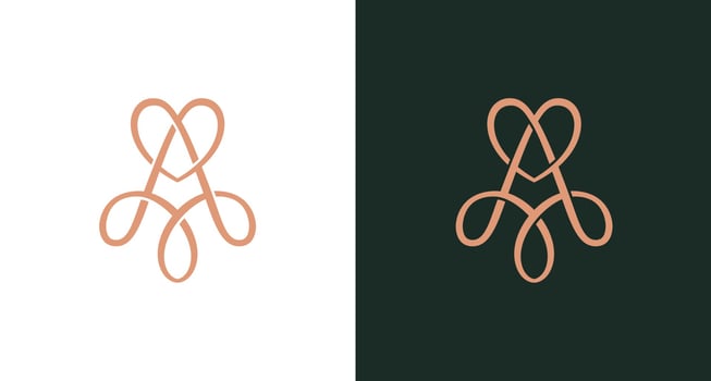 Elegant beautiful letter A and love monogram vector