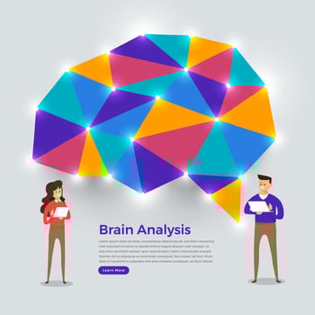 Flat design brain analysis. Vector illustration