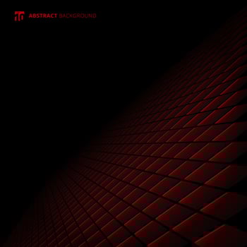 Abstract black and red subtle lattice square pattern perspective background and texture with space for your text. vector