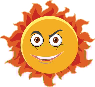 Sun cartoon character with face expression on white background vector