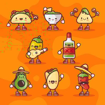 Mexican Food Characters in Cinco de Mayo vector