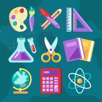 School Subjects Icons Set vector
