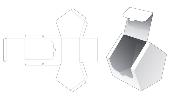 Zipping house shaped box die cut template vector