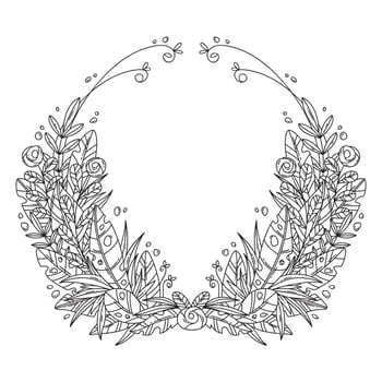 Beautiful greeting card with floral cartoon wreath. vector