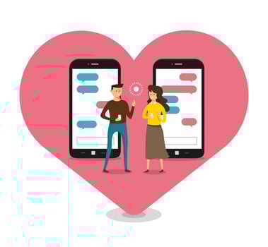 Online Dating App on Mobile Phone vector