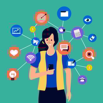 People enjoying digital technology vector