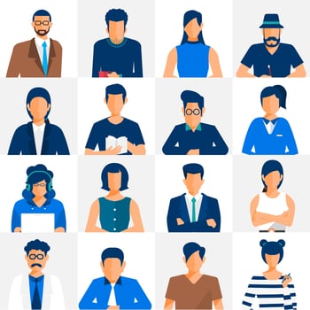 Diverse businessmen and women avatars vector