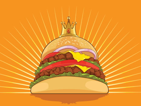 King Hamburger Cartoon Burger Patty Drawing Vector Illustration