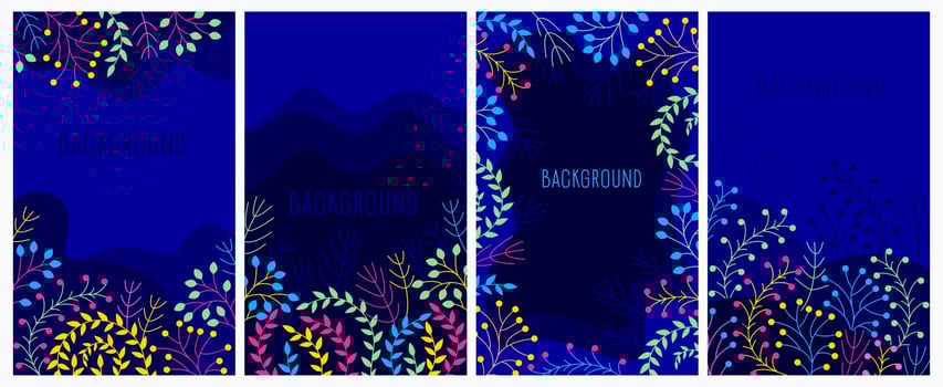 Floral banner background with night theme. vector