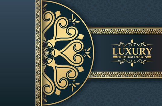 Luxury mandala background conceptof achievement template with vintage gold border - Vector
