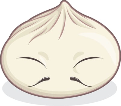 Traditional Chinese Bun Meat Dumpling Cartoon Asian Food Drawing vector