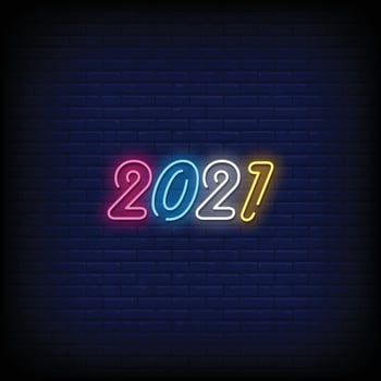 2021 Neon Signs Style Text Vector
