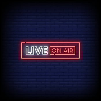 Live On Air Neon Signs Style Text Vector